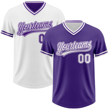 Custom Purple-White Reversible Pullover Baseball Jersey Shirt