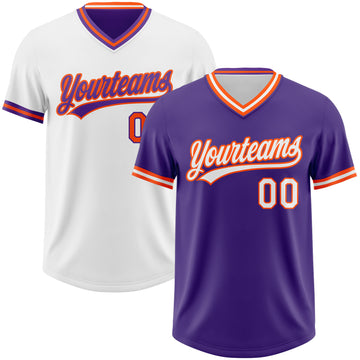 Custom Purple White-Orange Reversible Pullover Baseball Jersey Shirt