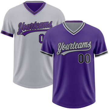 Custom Purple Black-Gray Reversible Pullover Baseball Jersey Shirt