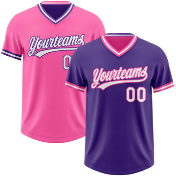 Custom Purple White-Pink Reversible Pullover Baseball Jersey Shirt
