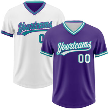 Custom Purple White-Teal Reversible Pullover Baseball Jersey Shirt