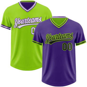 Custom Purple Black-Neon Green Reversible Pullover Baseball Jersey Shirt