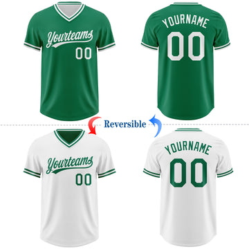Custom Kelly Green-White Reversible Pullover Baseball Jersey Shirt