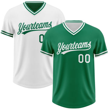 Custom Kelly Green-White Reversible Pullover Baseball Jersey Shirt