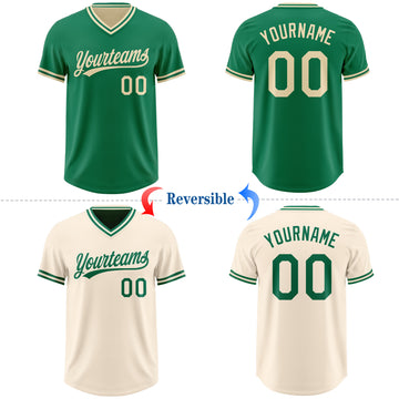 Custom Kelly Green-Cream Reversible Pullover Baseball Jersey Shirt