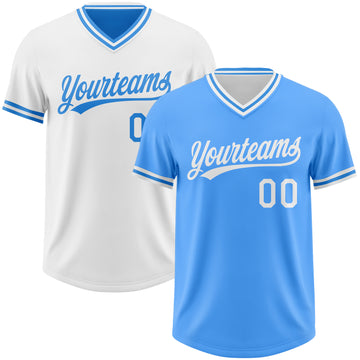 Custom Electric Blue-White Reversible Pullover Baseball Jersey Shirt