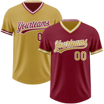 Custom Crimson Old Gold-White Reversible Pullover Baseball Jersey Shirt