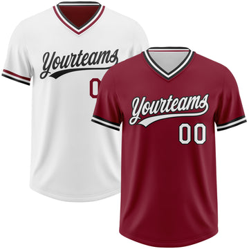 Custom Crimson White-Black Reversible Pullover Baseball Jersey Shirt