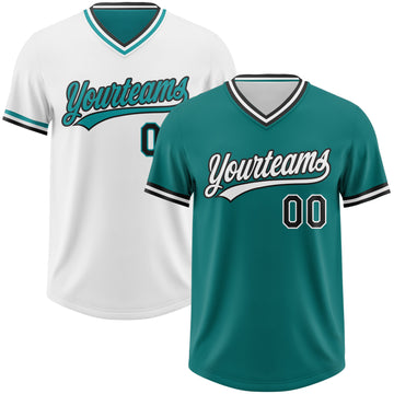 Custom Teal Black-White Reversible Pullover Baseball Jersey Shirt