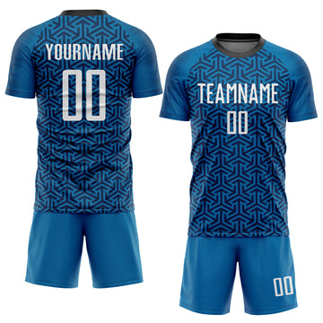 Custom Blue White-Black Sublimation Soccer Uniform Jersey