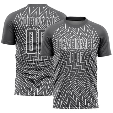 Custom Steel Gray White Lines Sublimation Soccer Uniform Jersey