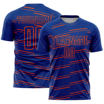 Custom Royal Orange Lines Sublimation Soccer Uniform Jersey