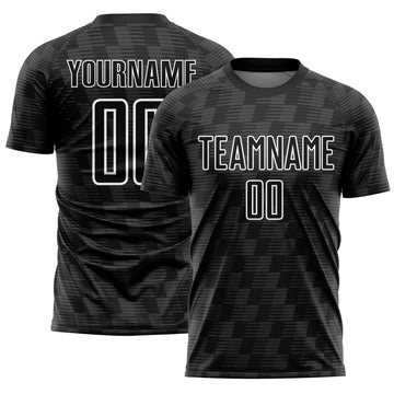 Custom Black White Line Sublimation Soccer Uniform Jersey
