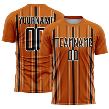 Custom Texas Orange Black-White Stripe Sublimation Soccer Uniform Jersey
