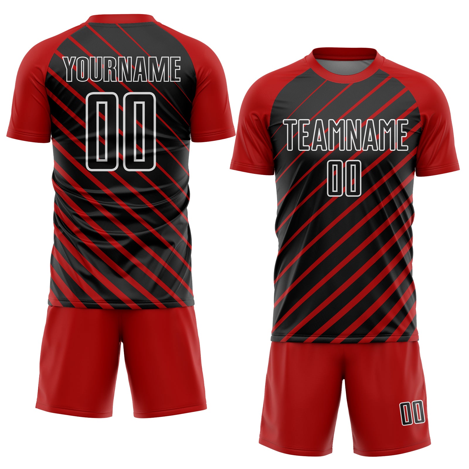 Load image into Gallery viewer, Custom Red Black-White Lines Sublimation Soccer Uniform Jersey