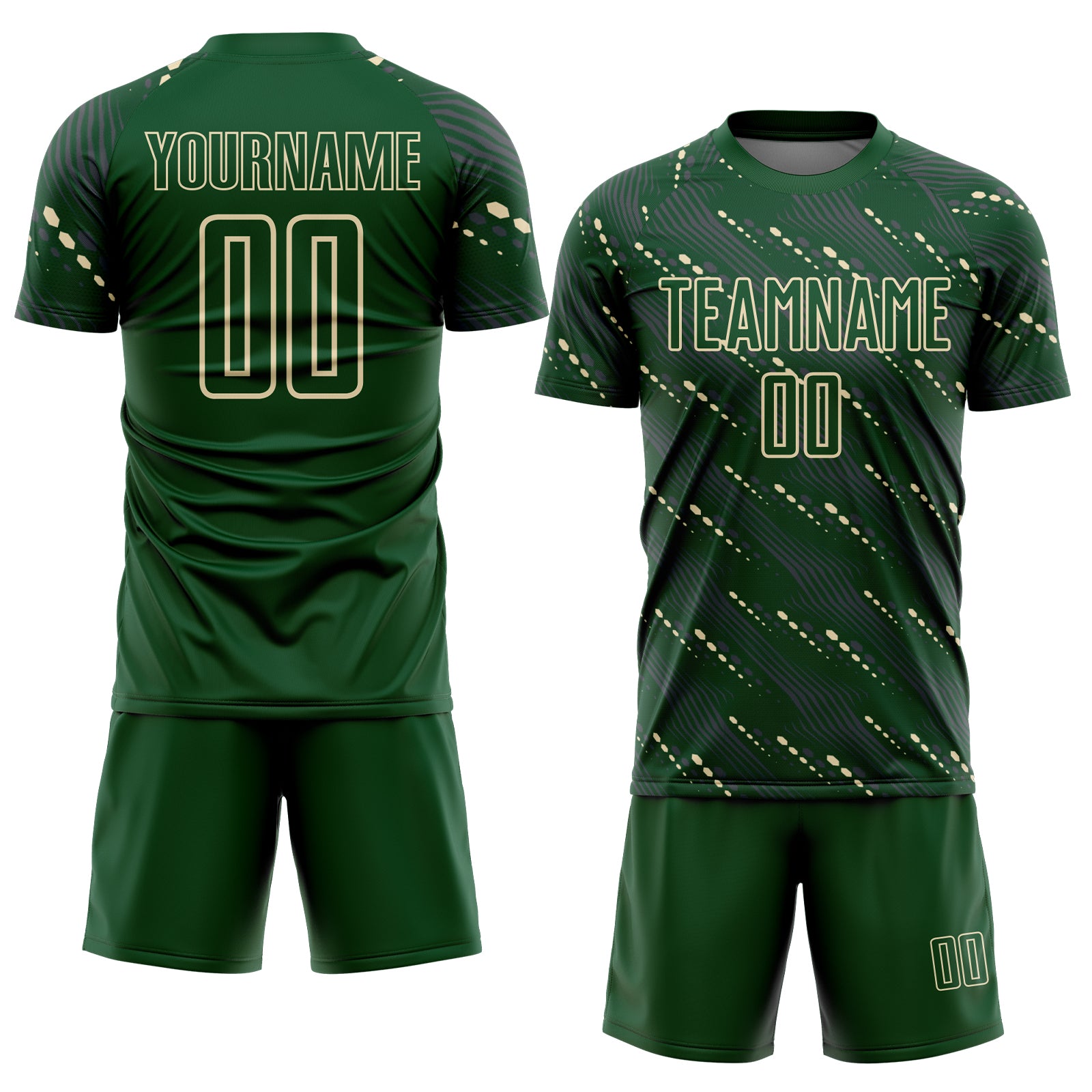 Load image into Gallery viewer, Custom Green Cream Slant Lines Sports Sublimation Soccer Uniform Jersey