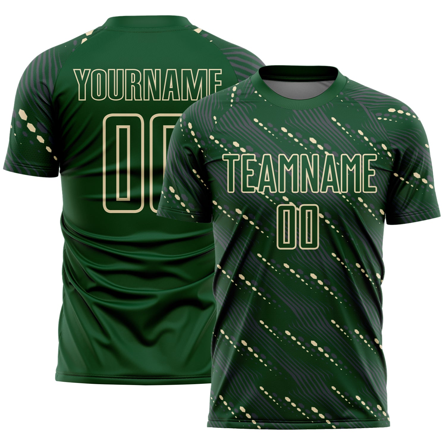 Load image into Gallery viewer, Custom Green Cream Slant Lines Sports Sublimation Soccer Uniform Jersey