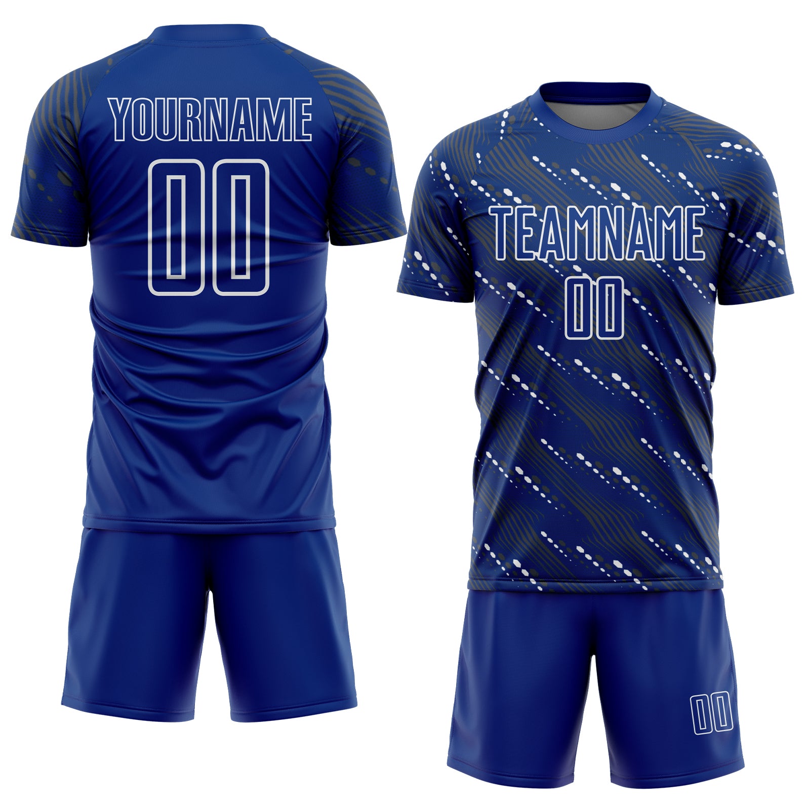 Load image into Gallery viewer, Custom Royal White Slant Lines Sports Sublimation Soccer Uniform Jersey