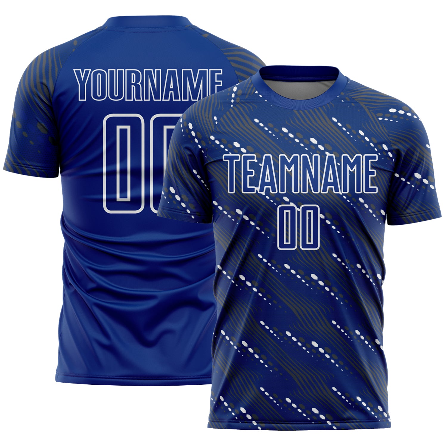 Load image into Gallery viewer, Custom Royal White Slant Lines Sports Sublimation Soccer Uniform Jersey