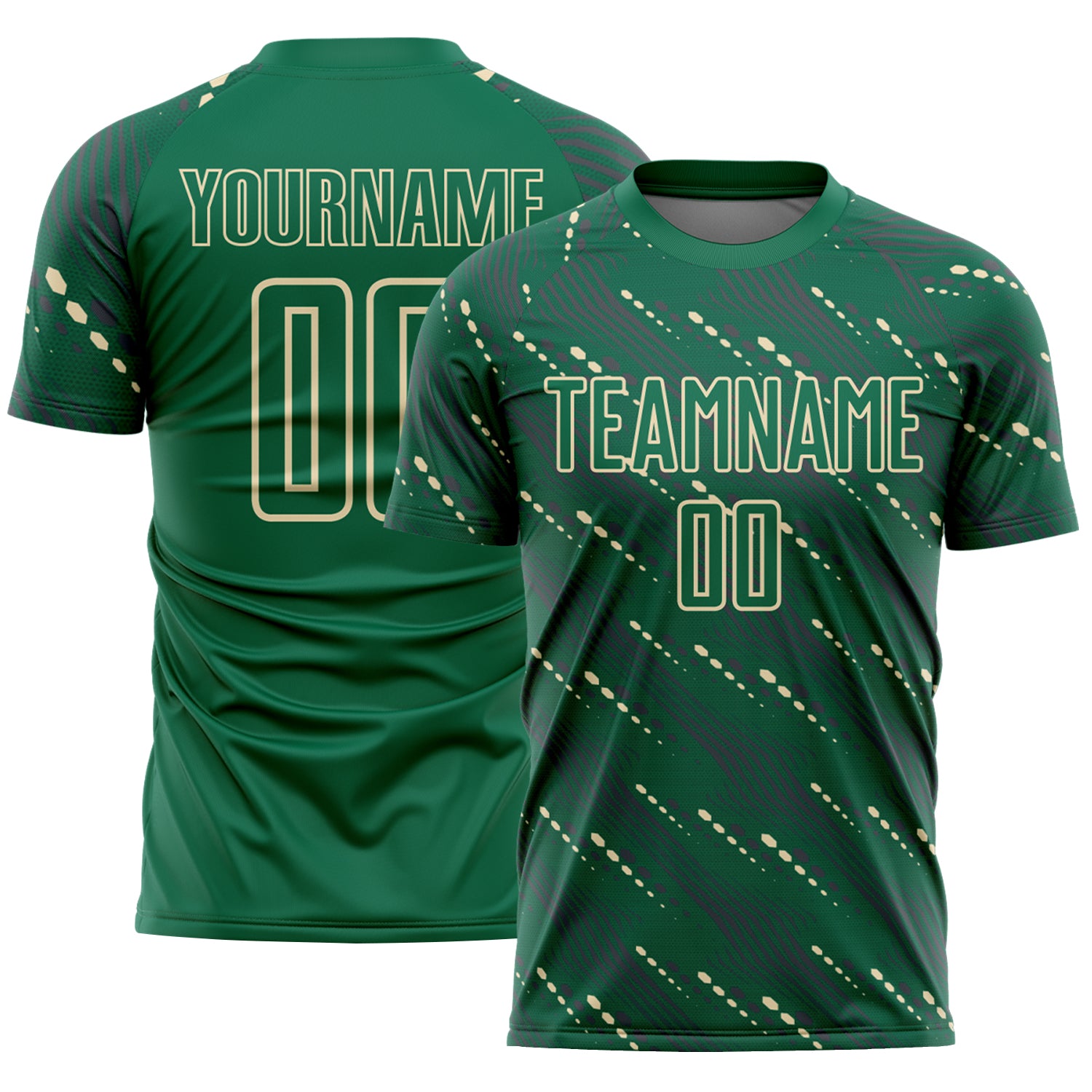Load image into Gallery viewer, Custom Kelly Green Cream Slant Lines Sports Sublimation Soccer Uniform Jersey