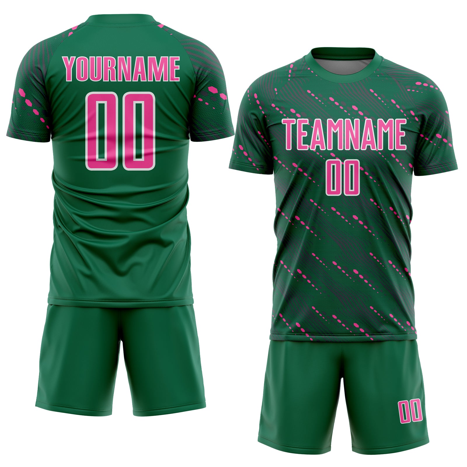 Load image into Gallery viewer, Custom Kelly Green Pink-White Slant Lines Sports Sublimation Soccer Uniform Jersey