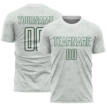 Custom White Green Geometric Shape Sports Sublimation Soccer Uniform Jersey