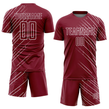 Custom Crimson White Lines Sports Sublimation Soccer Uniform Jersey