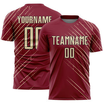 Custom Crimson Cream-Black Lines Sports Sublimation Soccer Uniform Jersey