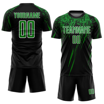 Custom Black Grass Green-White Splash Sports Sublimation Soccer Uniform Jersey