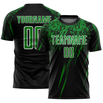 Custom Black Grass Green-White Splash Sports Sublimation Soccer Uniform Jersey