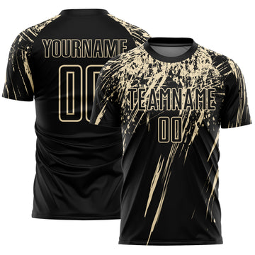 Custom Black Cream Splash Sports Sublimation Soccer Uniform Jersey