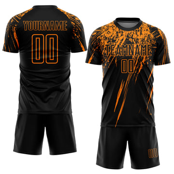 Custom Black Bay Orange Splash Sports Sublimation Soccer Uniform Jersey