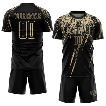 Custom Black Vegas Gold Splash Sports Sublimation Soccer Uniform Jersey