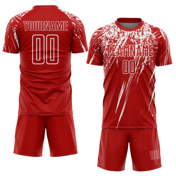 Custom Red White Splash Sports Sublimation Soccer Uniform Jersey