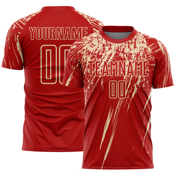 Custom Red Cream Splash Sports Sublimation Soccer Uniform Jersey