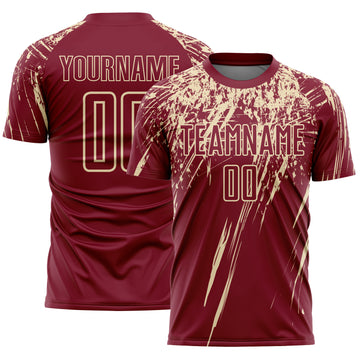 Custom Crimson Cream Splash Sports Sublimation Soccer Uniform Jersey