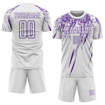 Custom White Purple Splash Sports Sublimation Soccer Uniform Jersey