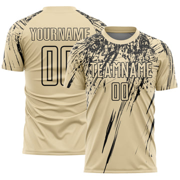 Custom Cream Black Splash Sports Sublimation Soccer Uniform Jersey