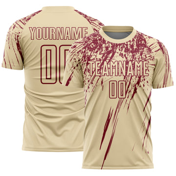 Custom Cream Crimson Splash Sports Sublimation Soccer Uniform Jersey