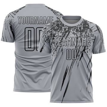 Custom Gray Black Splash Sports Sublimation Soccer Uniform Jersey