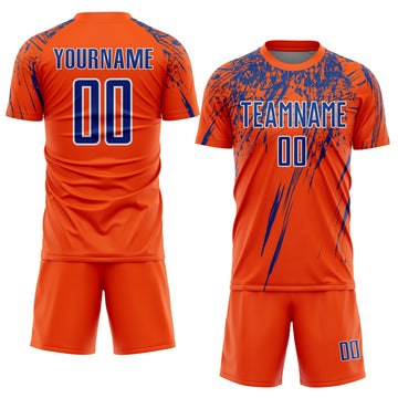 Custom Orange Royal-White Splash Sports Sublimation Soccer Uniform Jersey