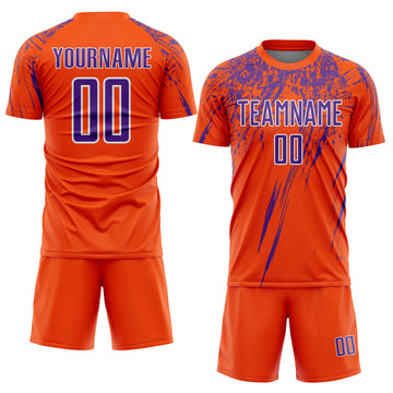 Custom Orange Purple-White Splash Sports Sublimation Soccer Uniform Jersey