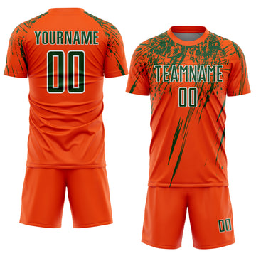 Custom Orange Green-White Splash Sports Sublimation Soccer Uniform Jersey