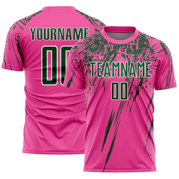 Custom Pink Green-White Splash Sports Sublimation Soccer Uniform Jersey
