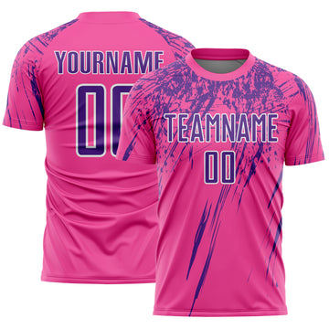 Custom Pink Purple-White Splash Sports Sublimation Soccer Uniform Jersey