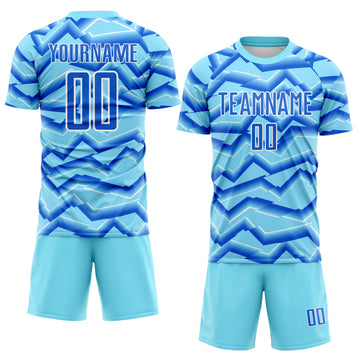 Custom Lakes Blue Powder Blue-White Lines Sports Sublimation Soccer Uniform Jersey