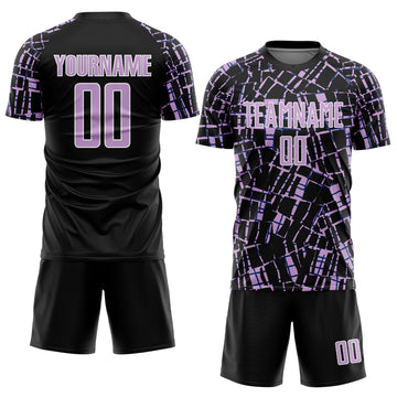 Custom Black Light Purple-White Abstract Line Sports Sublimation Soccer Uniform Jersey