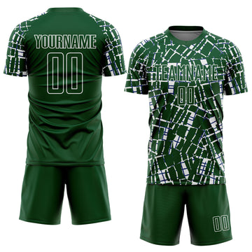 Custom Green White Abstract Line Sports Sublimation Soccer Uniform Jersey