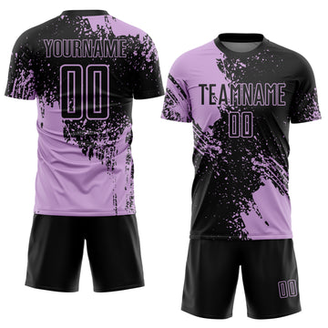 Custom Black Light Purple Abstract Brush Stroke Sports Sublimation Soccer Uniform Jersey