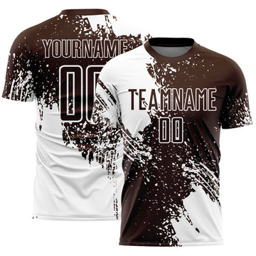 Custom Brown White Abstract Brush Stroke Sports Sublimation Soccer Uniform Jersey